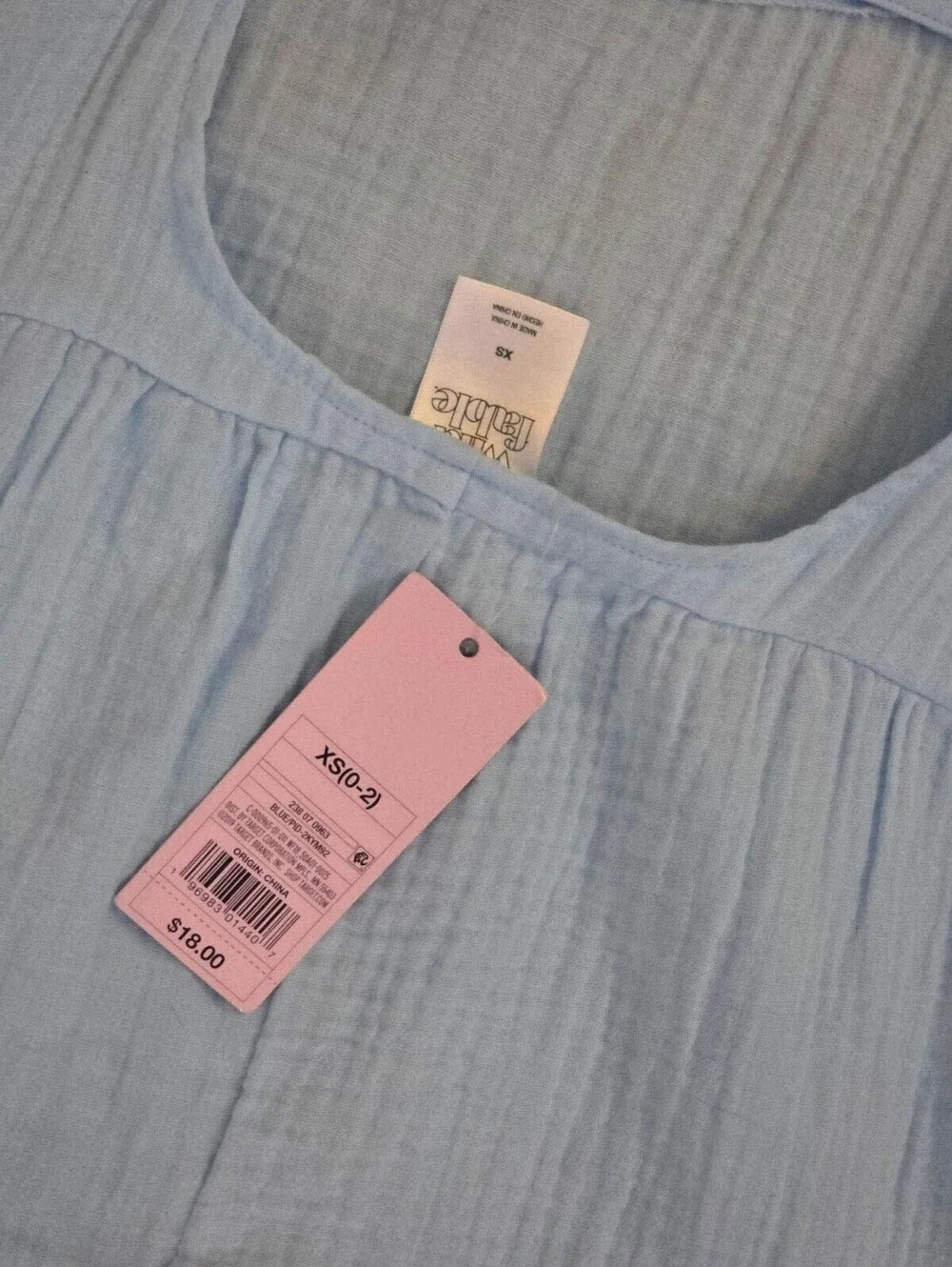 Wild Fable NWT Baby Blue Gauze Tiered Mini Dress XS Cottagecore - Picture 3 of 12